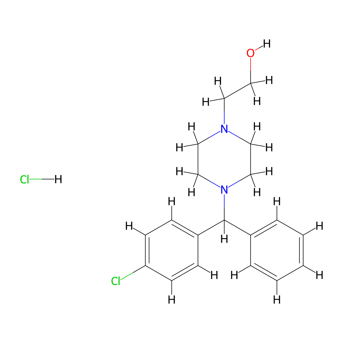 4-[(4-Chlorophenyl)phenylmethyl]-1-piperazineethanol hydrochloride molecular structure, CAS 1177093-13-8