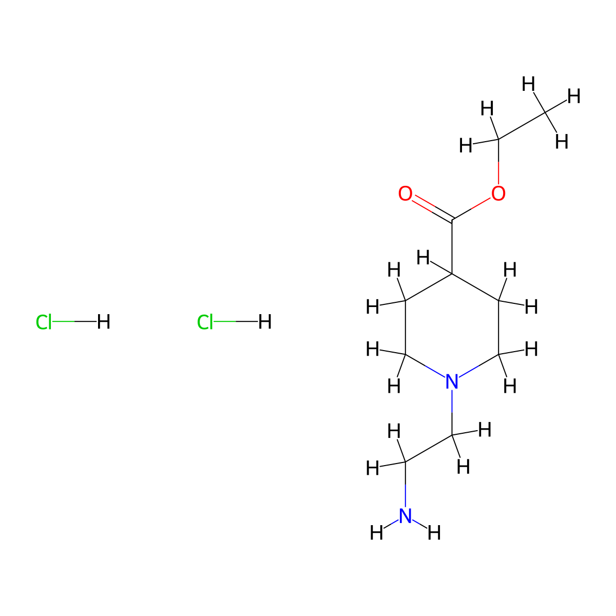 Ethyl 1-(2-aminoethyl)piperidine-4-carboxylate dihydrochloride molecular structure, CAS 1177093-16-1