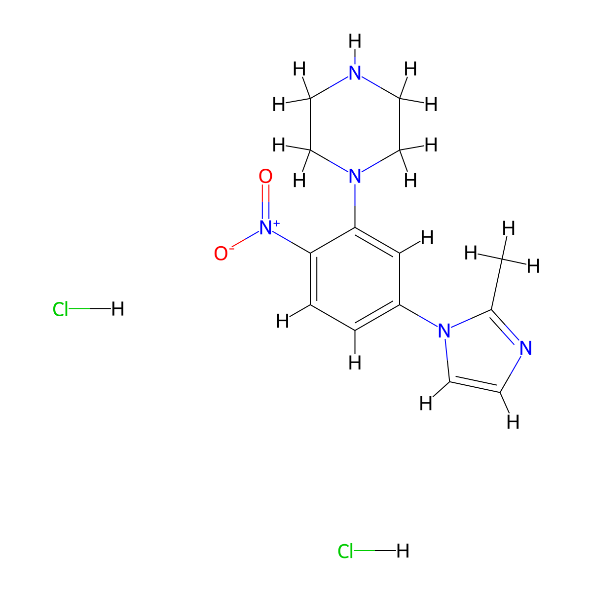 1-(5-(2-Methyl-1H-imidazol-1-yl)-2-nitrophenyl)-piperazine dihydrochloride molecular structure, CAS 1177093-21-8
