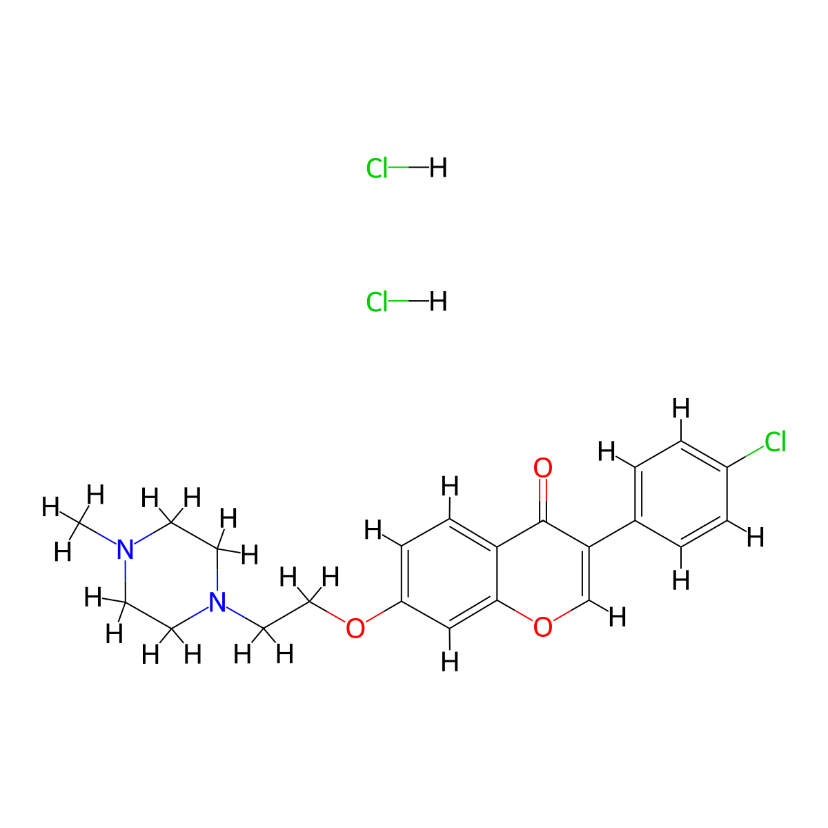 3-(4-chlorophenyl)-7-[2-(4-methylpiperazin-1-yl)ethoxy]-4H-chromen-4-one dihydrochloride molecular structure, CAS 1177114-31-6
