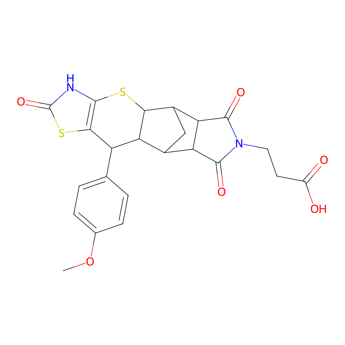 3-[10-(4-methoxyphenyl)-2,6,8-trioxo-3,4a,5,5a,6,8,8a,9,9a,10-decahydro-5,9-methano[1,3]thiazolo[5',4':5,6]thiopyrano[2,3-f]isoindol-7(2H)-yl]propanoic acid molecular structure, CAS 1177118-65-8