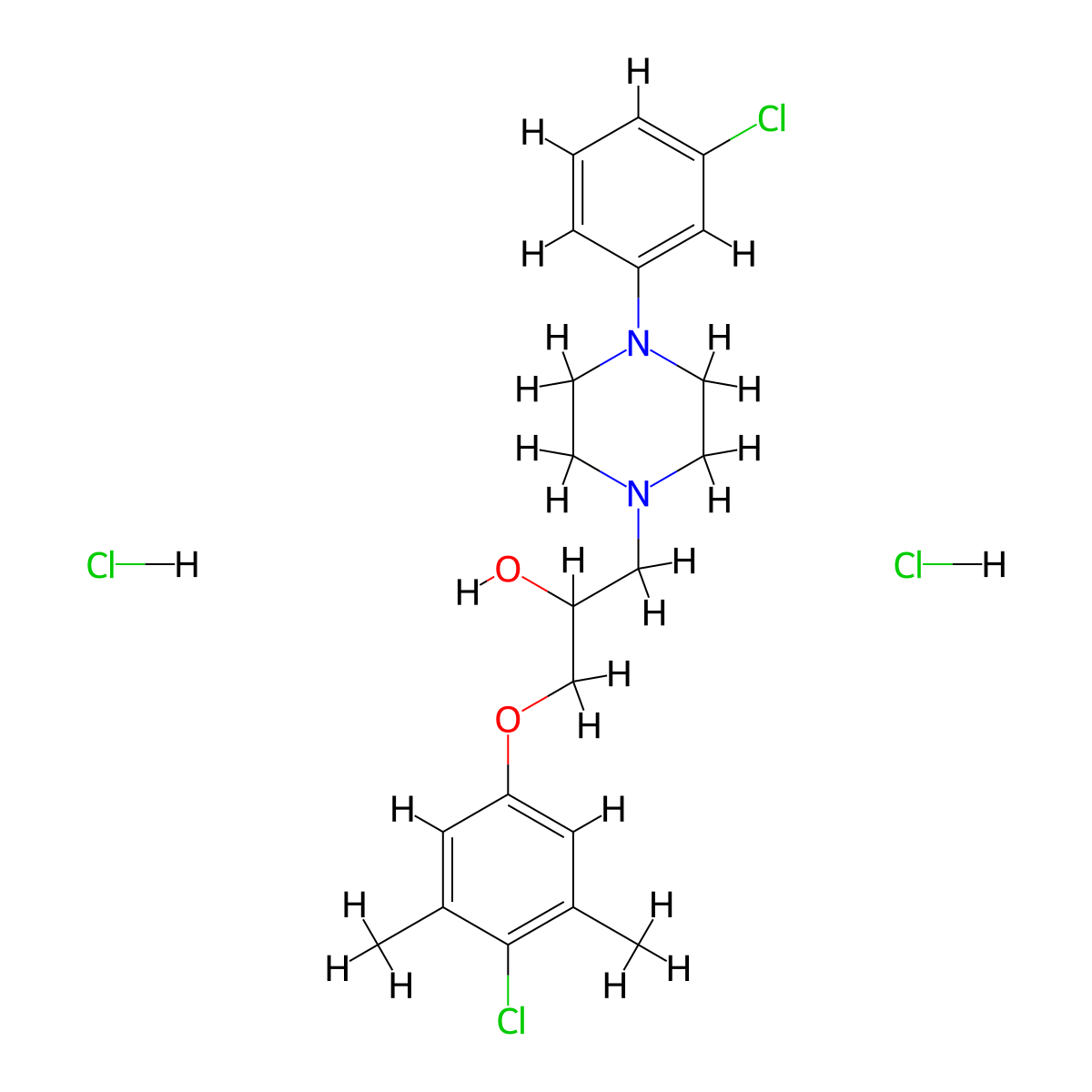 1-(4-Chloro-3,5-dimethylphenoxy)-3-[4-(3-chlorophenyl)piperazin-1-YL]propan-2-OL dihydrochloride molecular structure, CAS 1177122-79-0