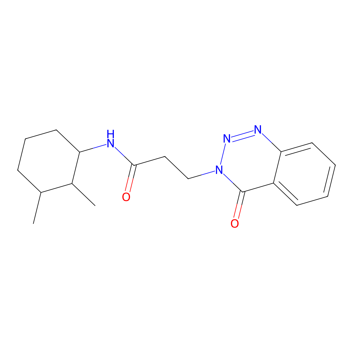 N-(2,3-dimethylcyclohexyl)-3-(4-oxo-3,4-dihydro-1,2,3-benzotriazin-3-yl)propanamide molecular structure, CAS 1177126-57-6