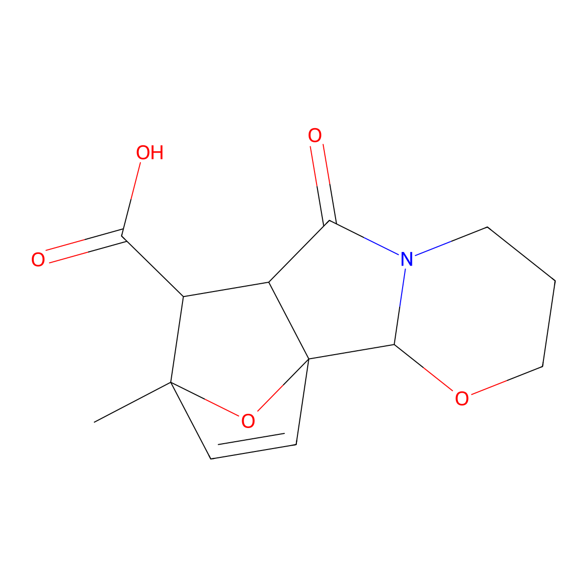 8-Methyl-6-oxo-3,4,6,6a,7,8-hexahydro-2H,10bH-8,10a-epoxy[1,3]oxazino[2,3-a]isoindole-7-carboxylic acid molecular structure, CAS 1177127-52-4