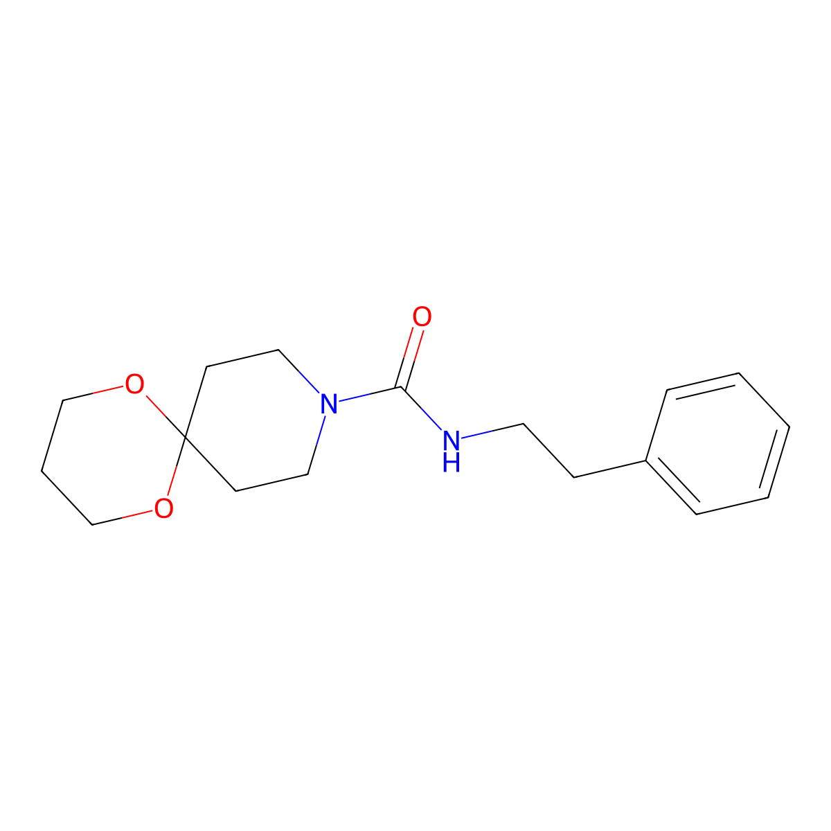 N-phenethyl-1,5-dioxa-9-azaspiro[5.5]undecane-9-carboxamide molecular structure, CAS 1177130-45-8