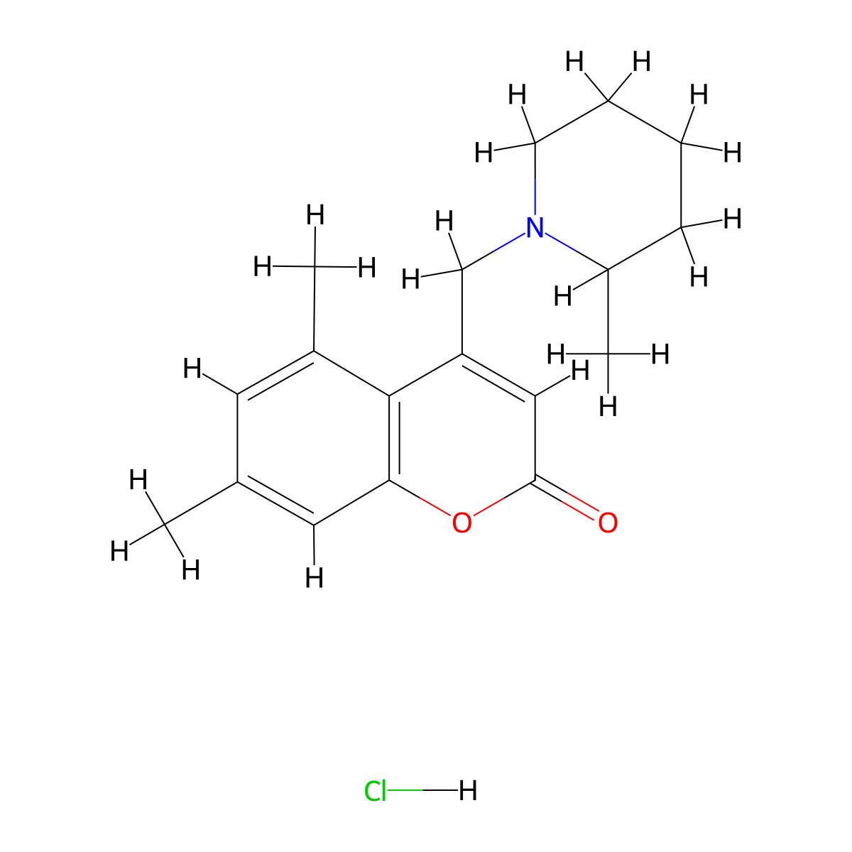 5,7-dimethyl-4-((2-methylpiperidin-1-yl)methyl)-2H-chromen-2-one hydrochloride molecular structure, CAS 1177130-83-4