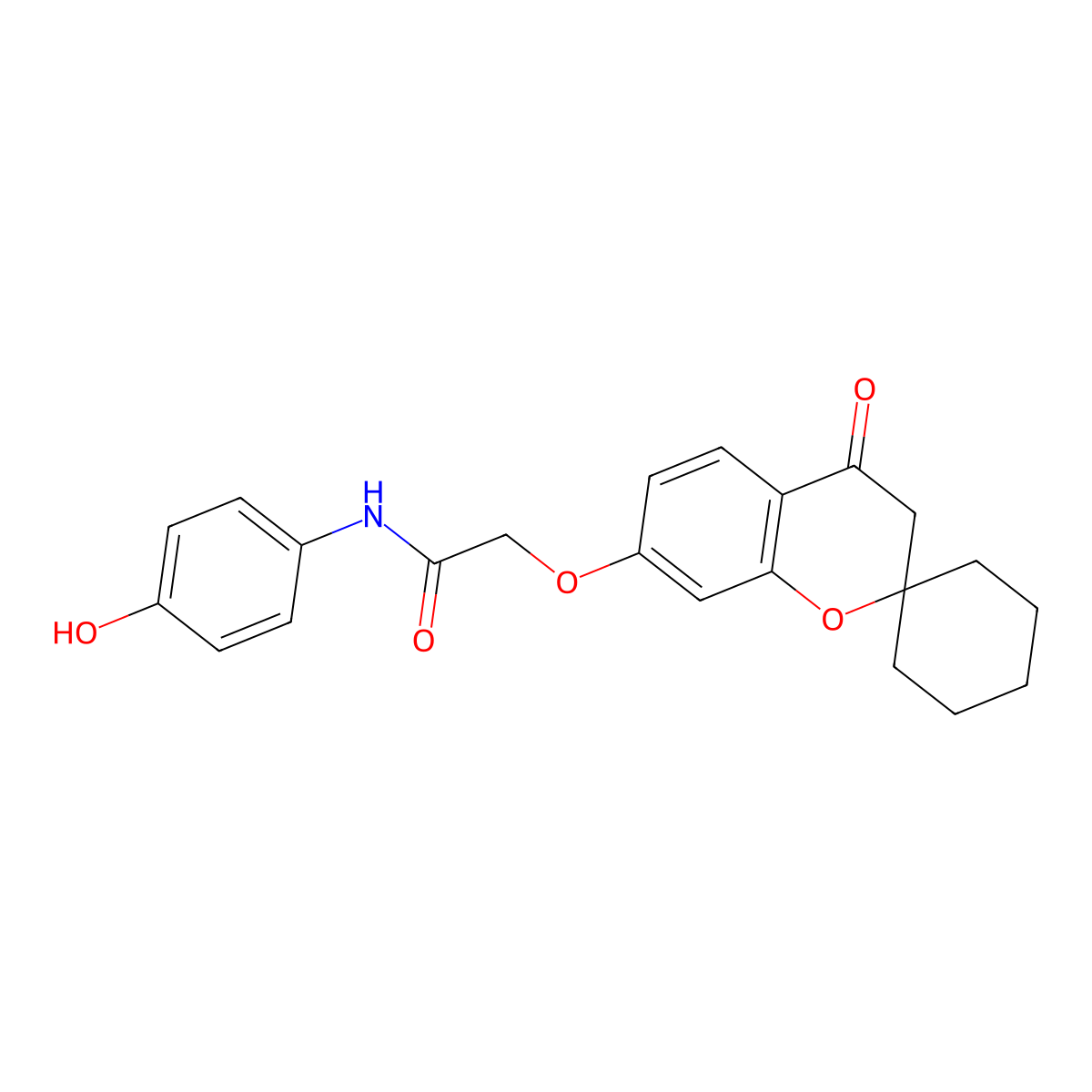 N-(4-hydroxyphenyl)-2-[(4-oxo-3,4-dihydrospiro[chromene-2,1'-cyclohexan]-7-yl)oxy]acetamide molecular structure, CAS 1177189-47-7