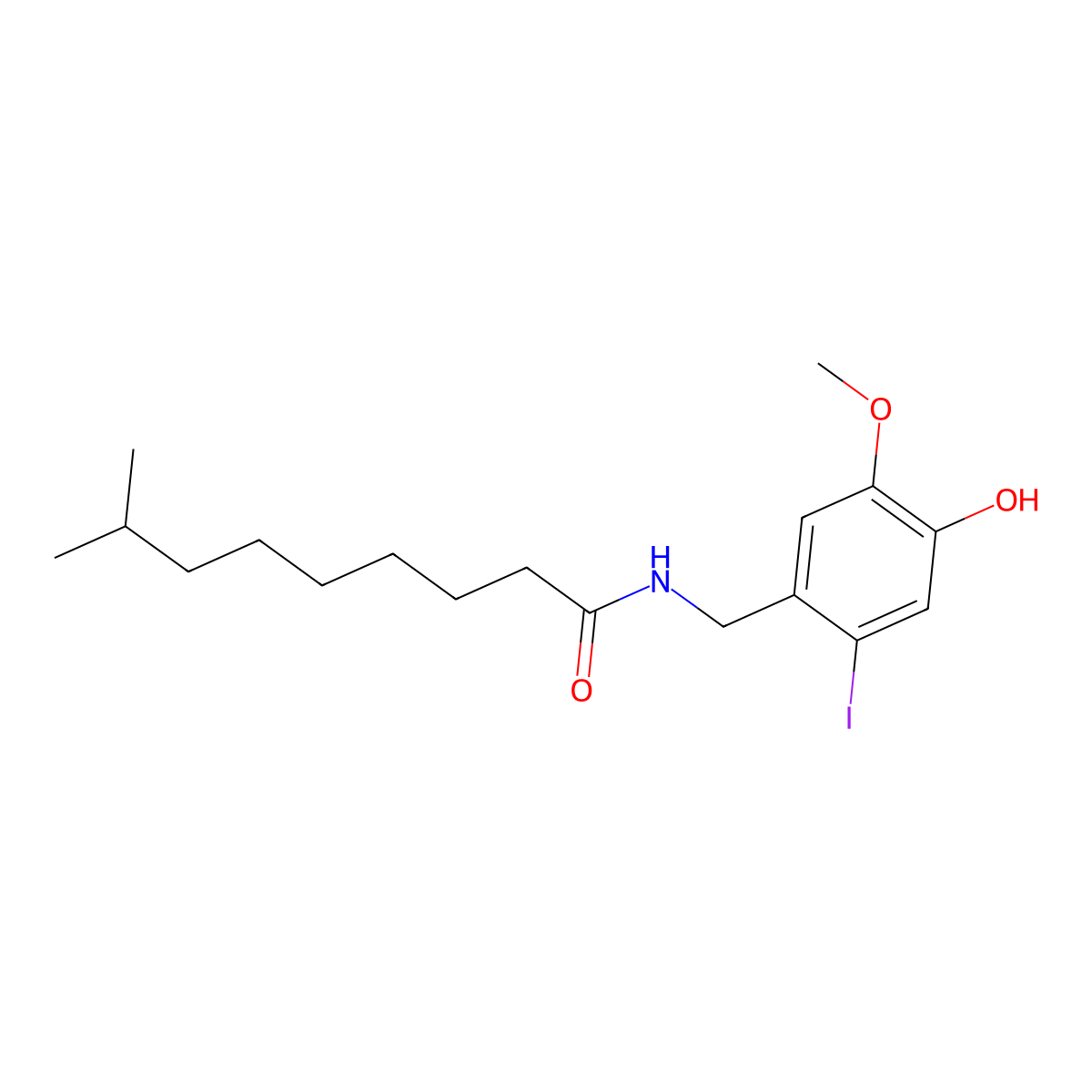 N-(4-Hydroxy-2-iodo-5-methoxybenzyl)-8-methylnonanamide molecular structure, CAS 1177195-52-6