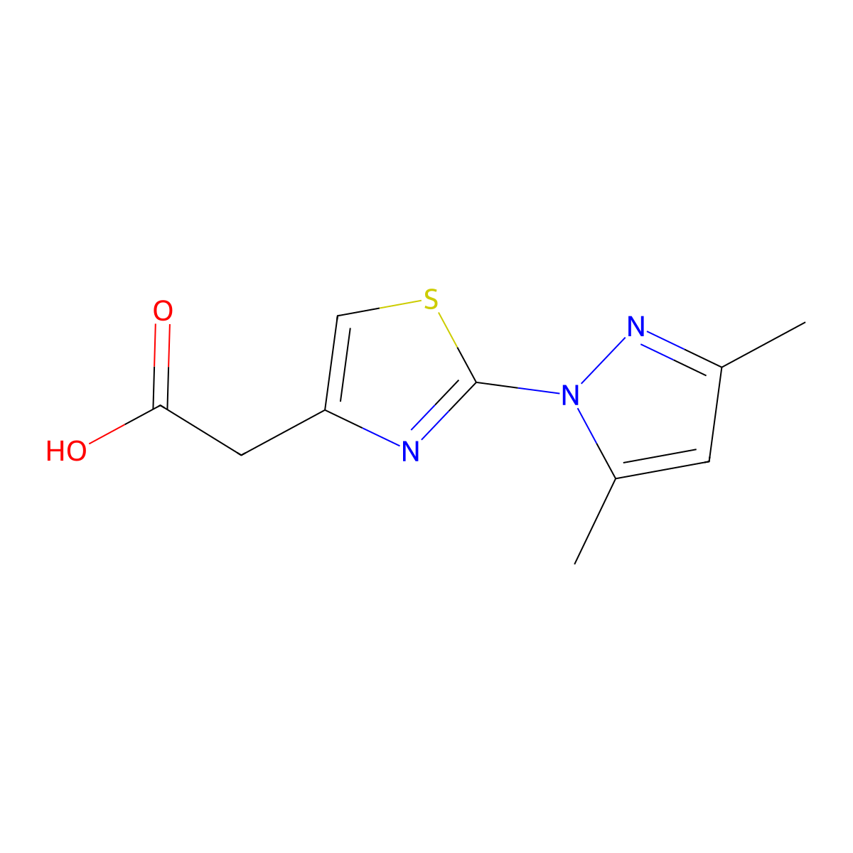 2-(2-(3,5-Dimethyl-1H-pyrazol-1-yl)thiazol-4-yl)acetic acid molecular structure, CAS 1177209-02-7