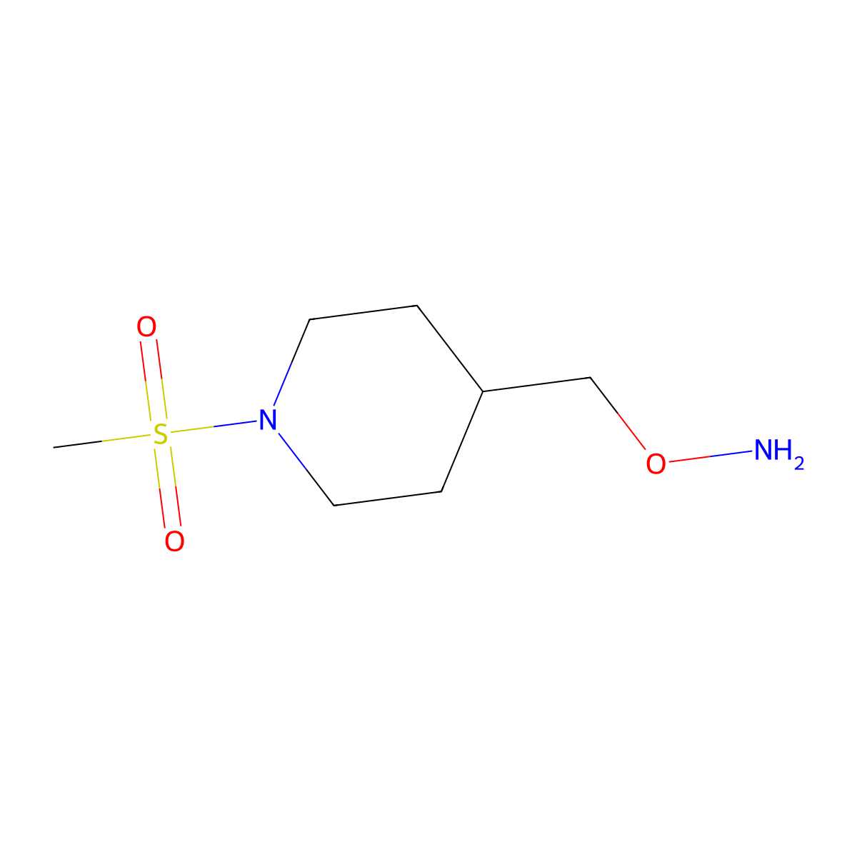 O-[(1-methylsulfonylpiperidin-4-yl)methyl]hydroxylamine molecular structure, CAS 1177225-41-0