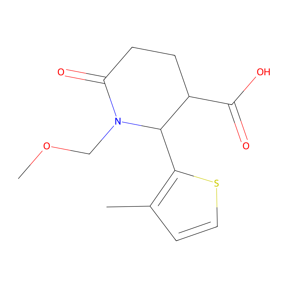 (2R,3R)-1-Methoxymethyl-2-(3-methyl-thiophen-2-YL)-6-oxo-piperidine-3-carboxylic acid molecular structure, CAS 1177227-06-3