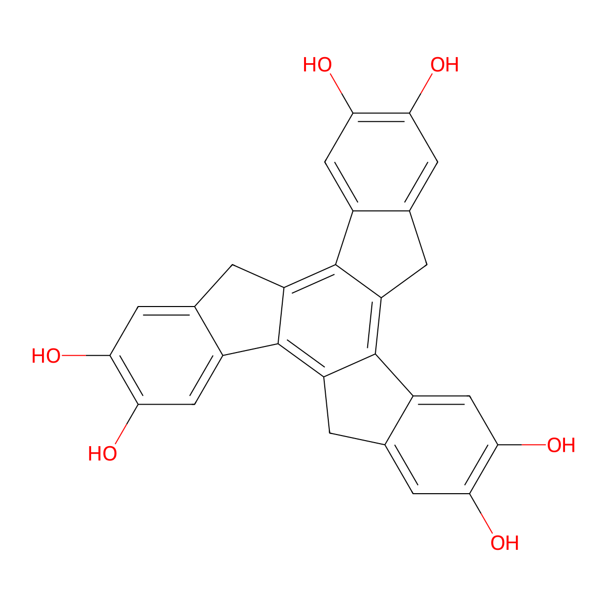 10,15-Dihydro-5H-diindeno[1,2-a:1',2'-c]fluorene-2,3,7,8,12,13-hexaol molecular structure, CAS 117723-27-0