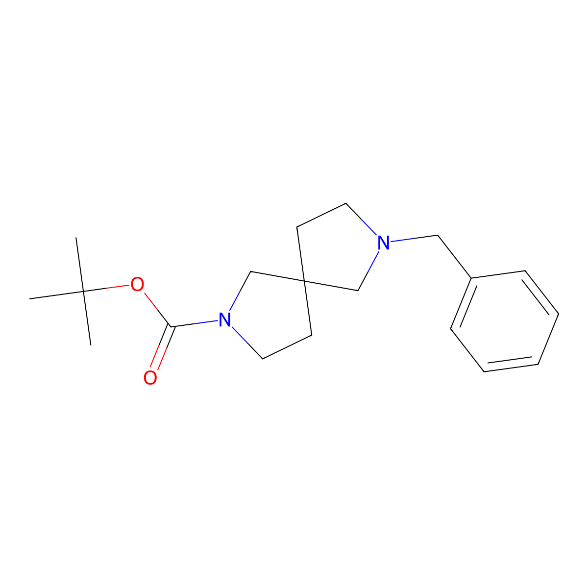 Tert-butyl 7-benzyl-2,7-diazaspiro[4.4]nonane-2-carboxylate molecular structure, CAS 1177266-41-9