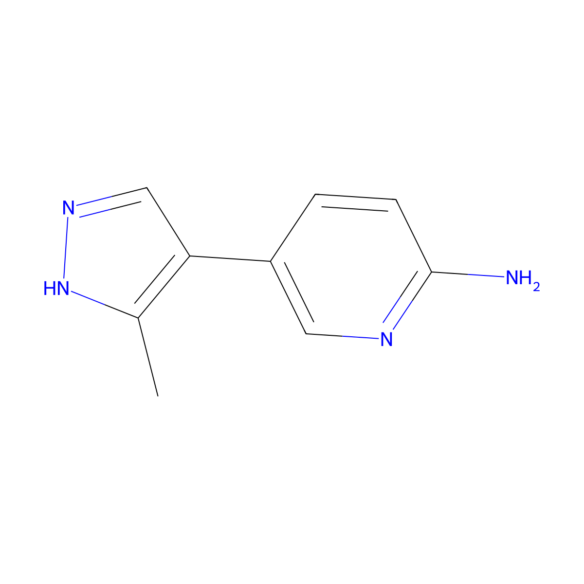 5-(5-methyl-1H-pyrazol-4-yl)pyridin-2-amine molecular structure, CAS 1177269-15-6