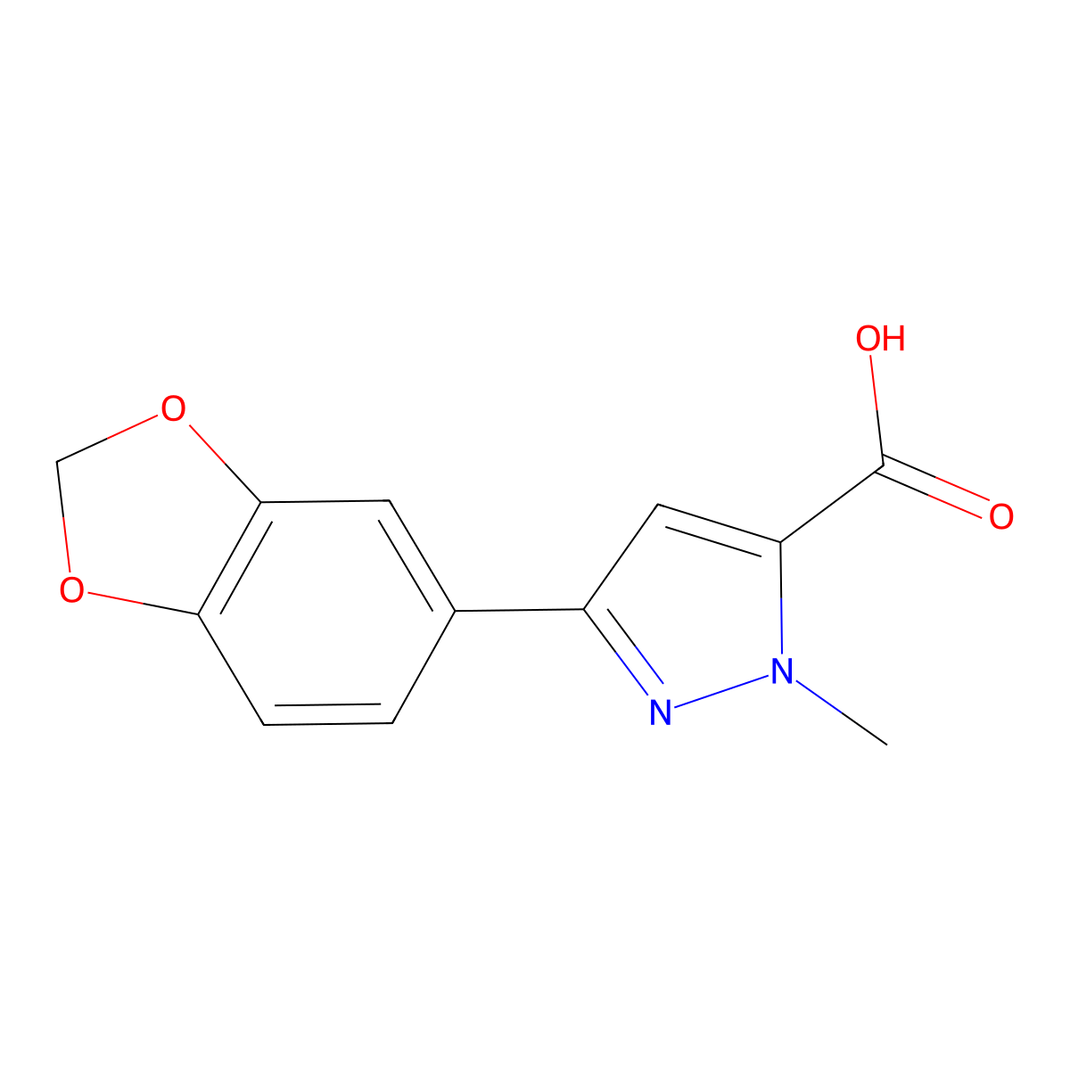 3-(1,3-Benzodioxol-5-Yl)-1-Methyl-1h-Pyrazole-5-Carboxylic Acid molecular structure, CAS 1177271-75-8
