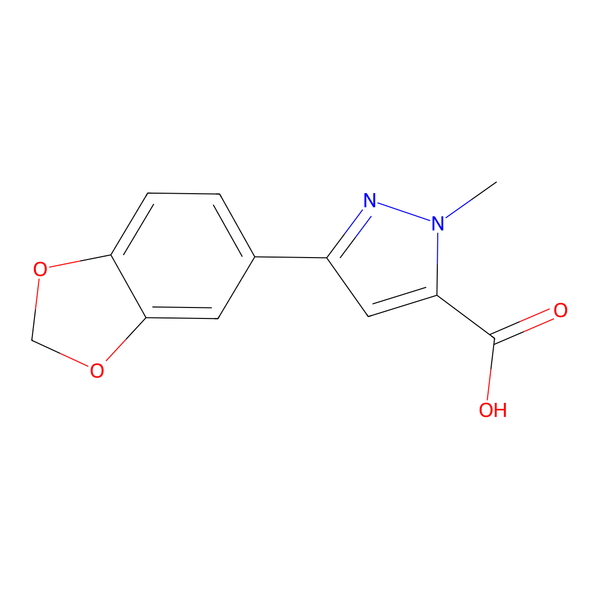 3-(1,3-Benzodioxol-5-Yl)-1-Methyl-1h-Pyrazole-5-Carboxylic Acid molecular structure, CAS 1177271-75-8