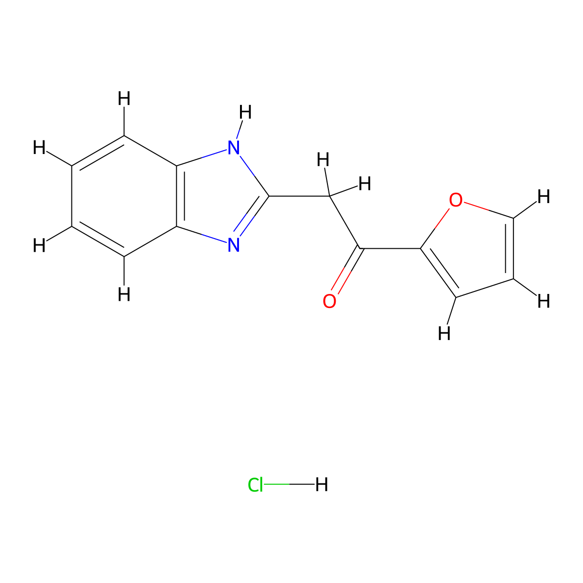 2-(1H-1,3-benzodiazol-2-yl)-1-(furan-2-yl)ethan-1-one hydrochloride molecular structure, CAS 1177272-41-1