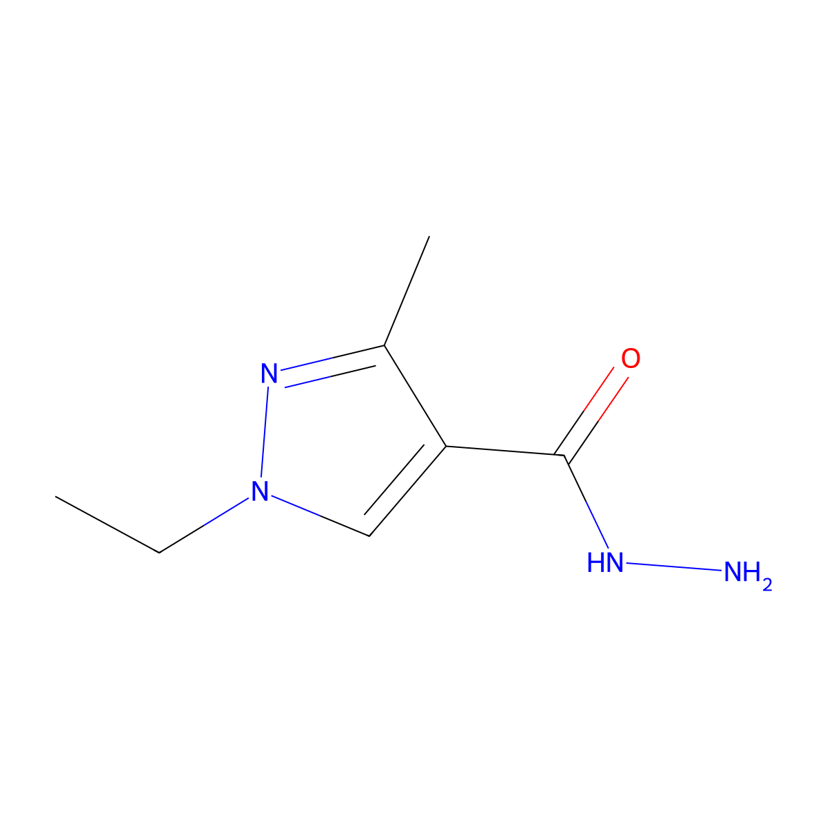 1-Ethyl-3-methyl-1H-pyrazole-4-carbohydrazide molecular structure, CAS 1177272-66-0