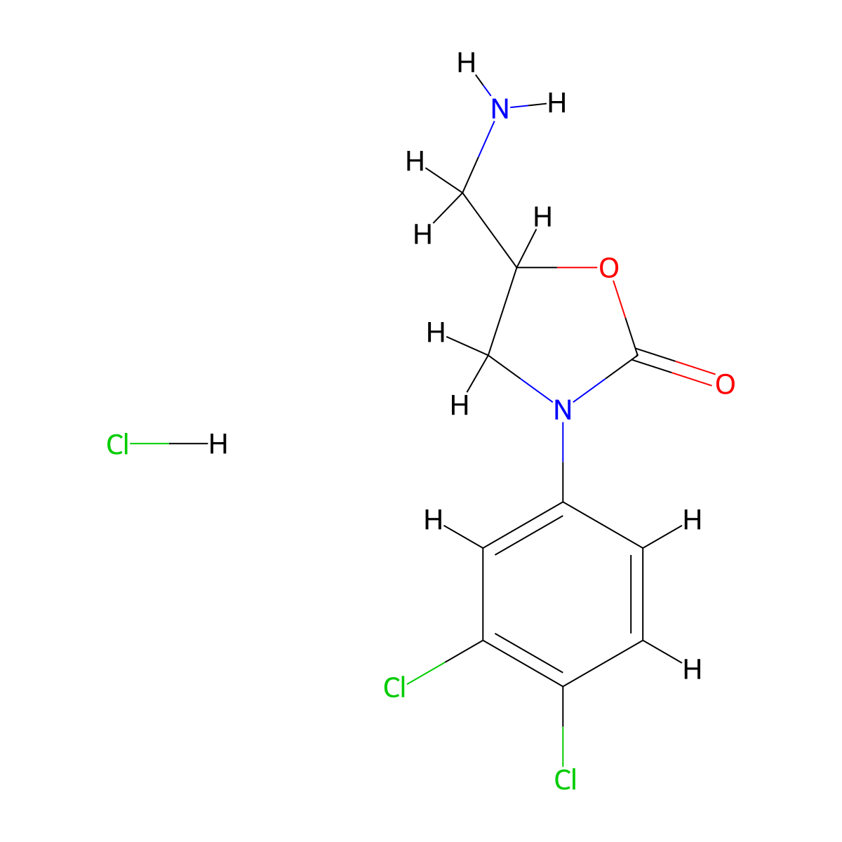 5-(Aminomethyl)-3-(3,4-dichlorophenyl)-1,3-oxazolidin-2-one hydrochloride molecular structure, CAS 1177273-56-1