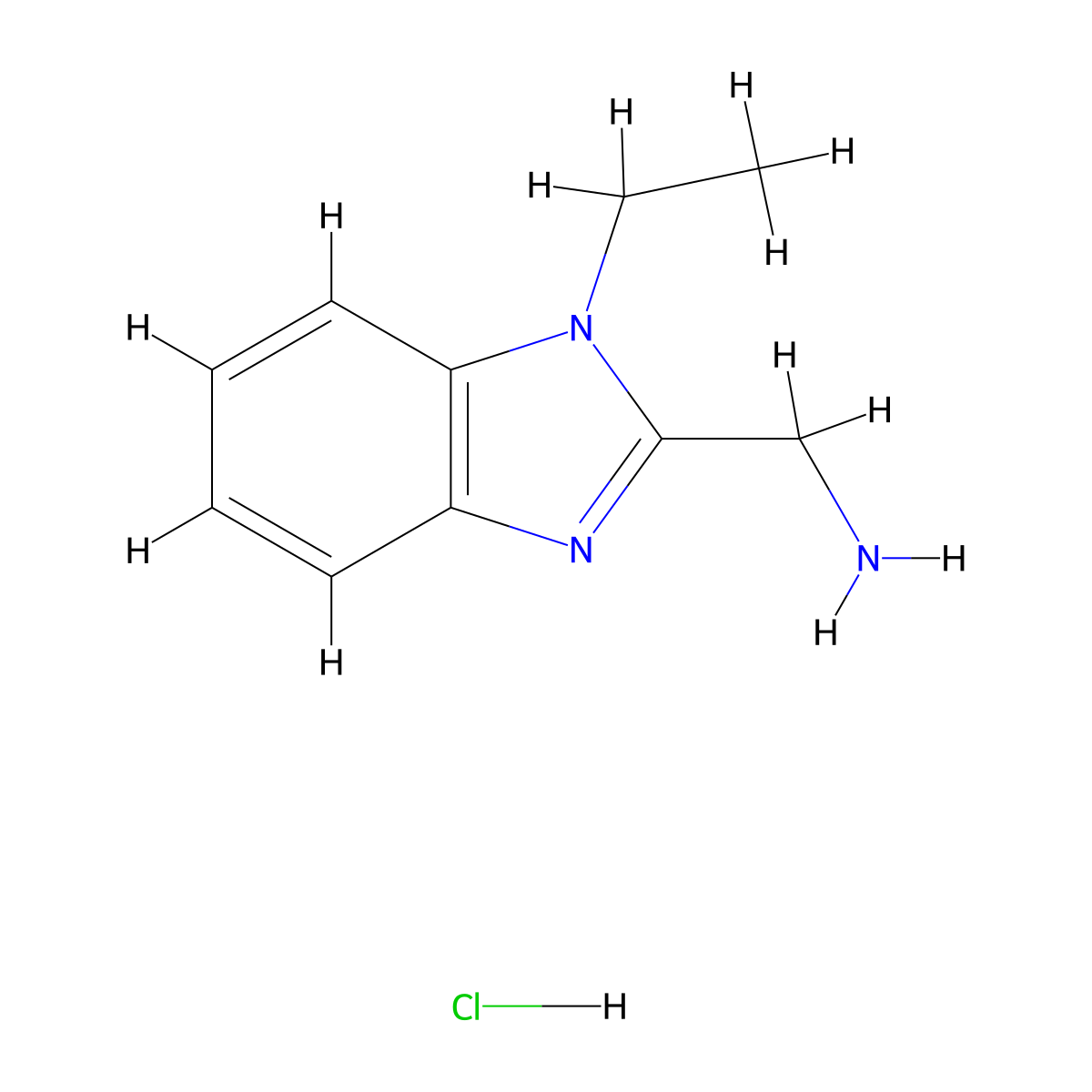 (1-ethyl-1H-benzimidazol-2-yl)methylamine hydrochloride molecular structure, CAS 1177273-58-3
