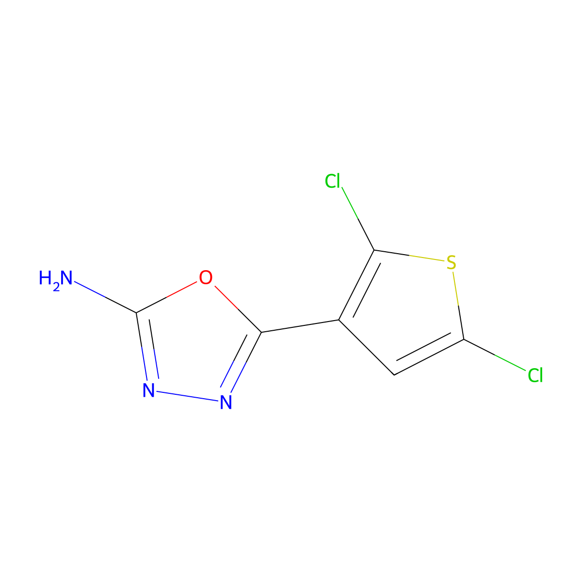 5-(2,5-Dichloro-3-thienyl)-1,3,4-oxadiazol-2-amine molecular structure, CAS 1177273-70-9