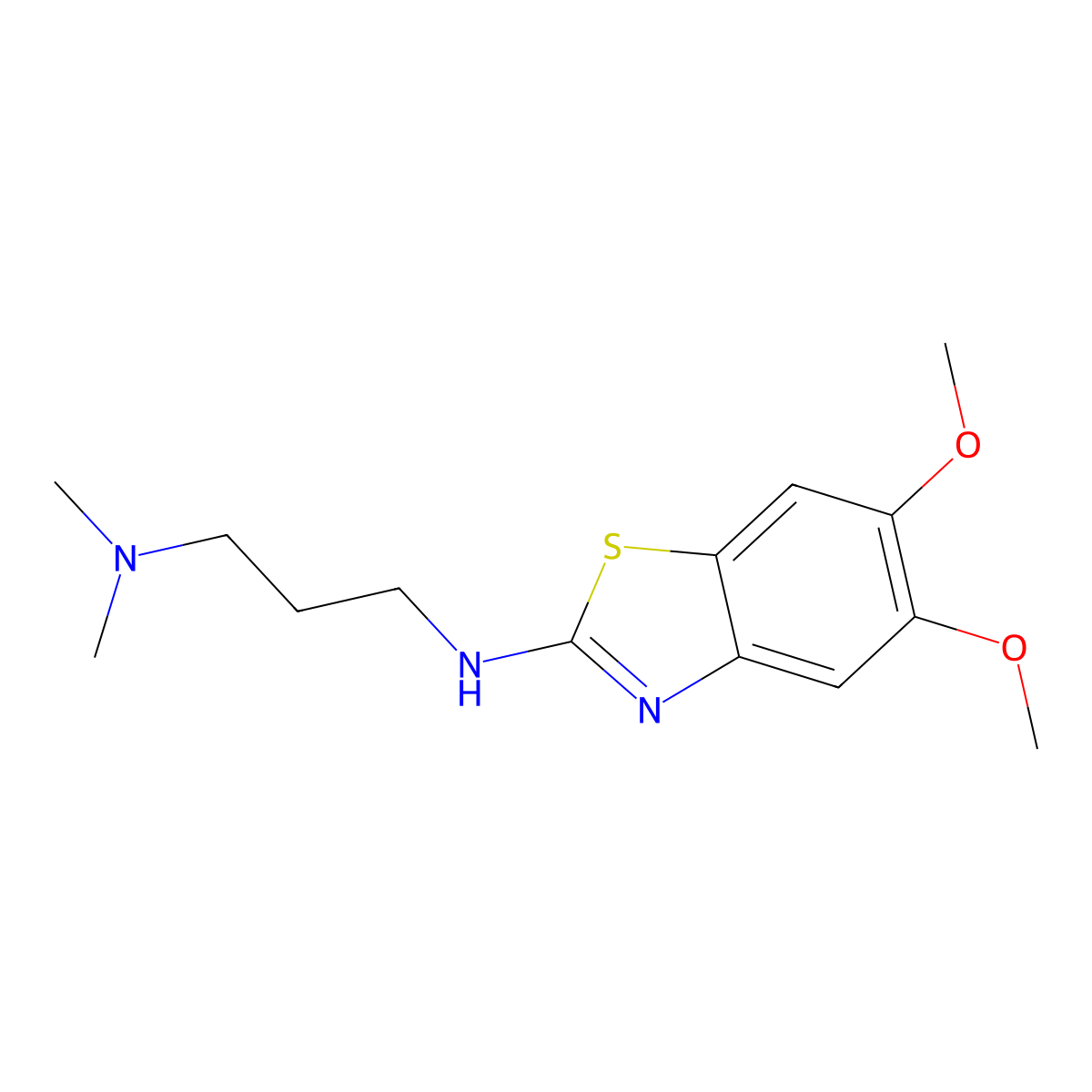 N'-(5,6-dimethoxy-1,3-benzothiazol-2-yl)-N,N-dimethylpropane-1,3-diamine molecular structure, CAS 1177274-01-9