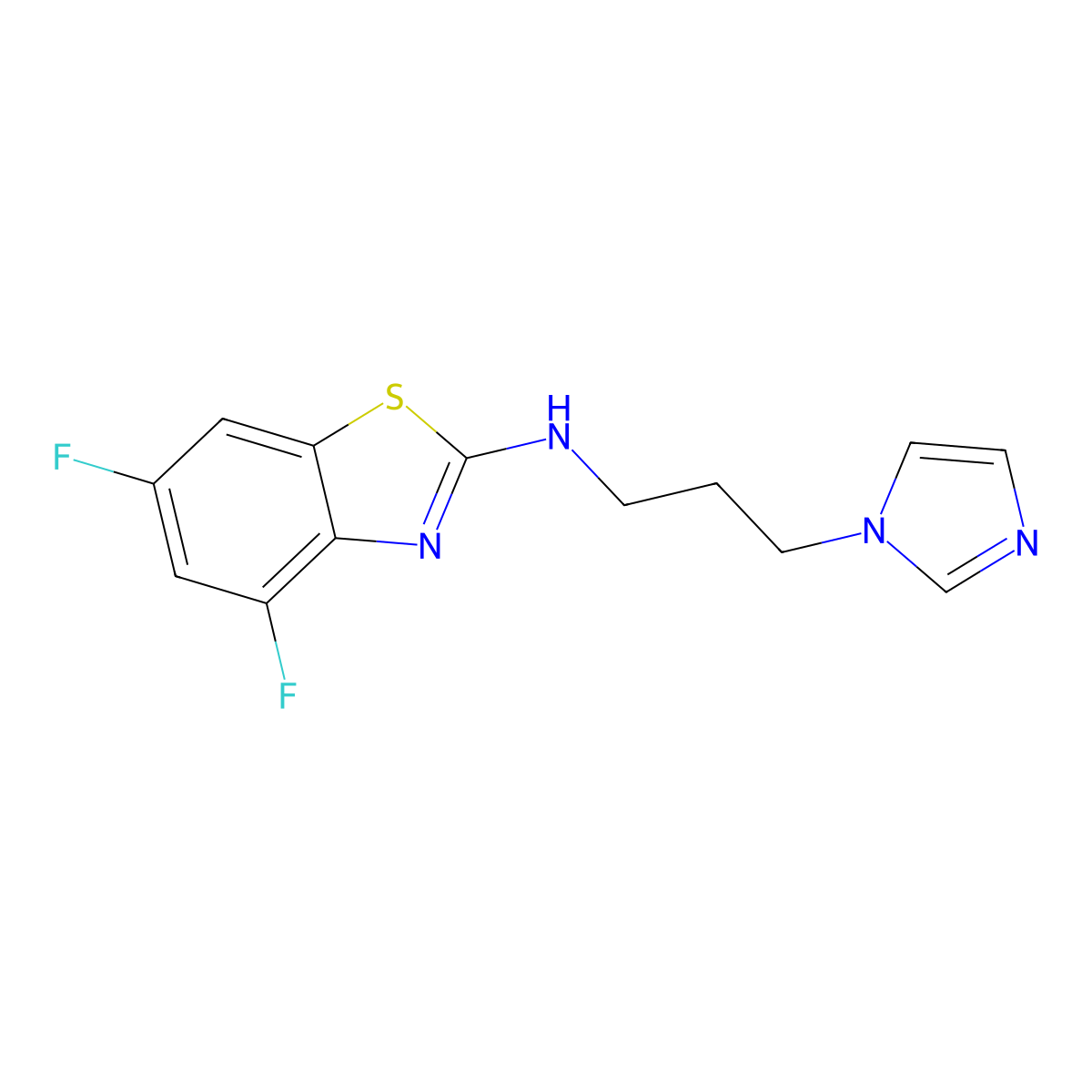 4,6-difluoro-N-[3-(1H-imidazol-1-yl)propyl]-1,3-benzothiazol-2-amine molecular structure, CAS 1177275-05-6