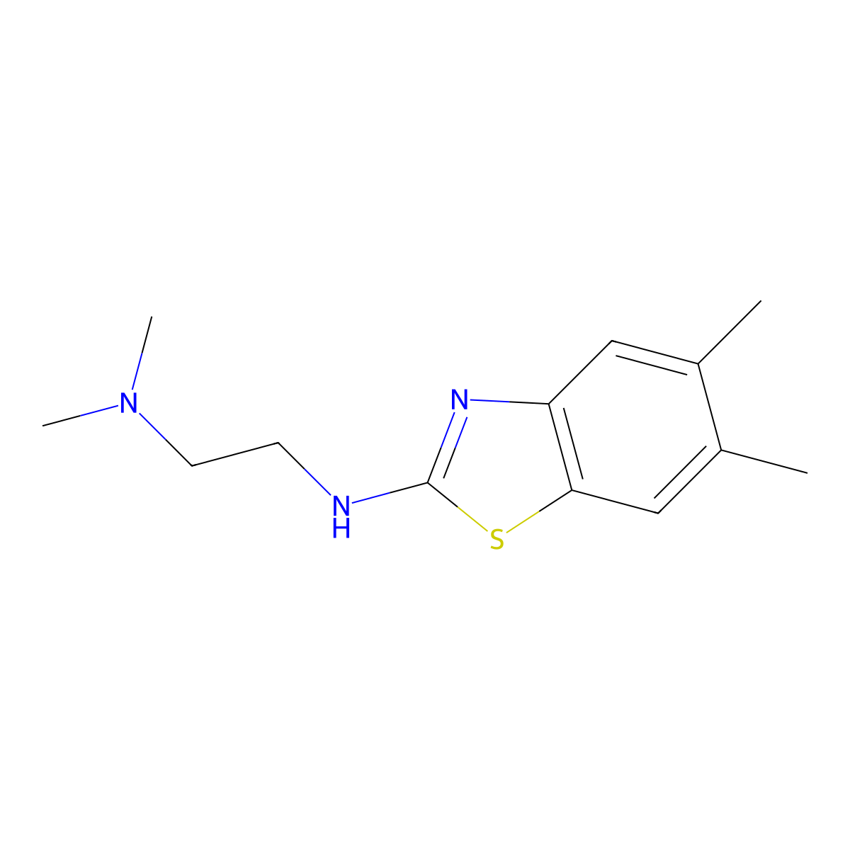 N'-(5,6-dimethyl-1,3-benzothiazol-2-yl)-N,N-dimethylethane-1,2-diamine molecular structure, CAS 1177275-84-1