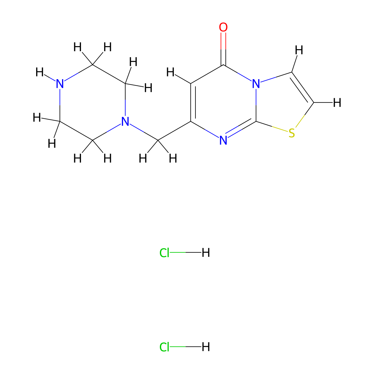 7-(piperazin-1-ylmethyl)-5H-[1,3]thiazolo[3,2-a]pyrimidin-5-one dihydrochloride molecular structure, CAS 1177276-52-6