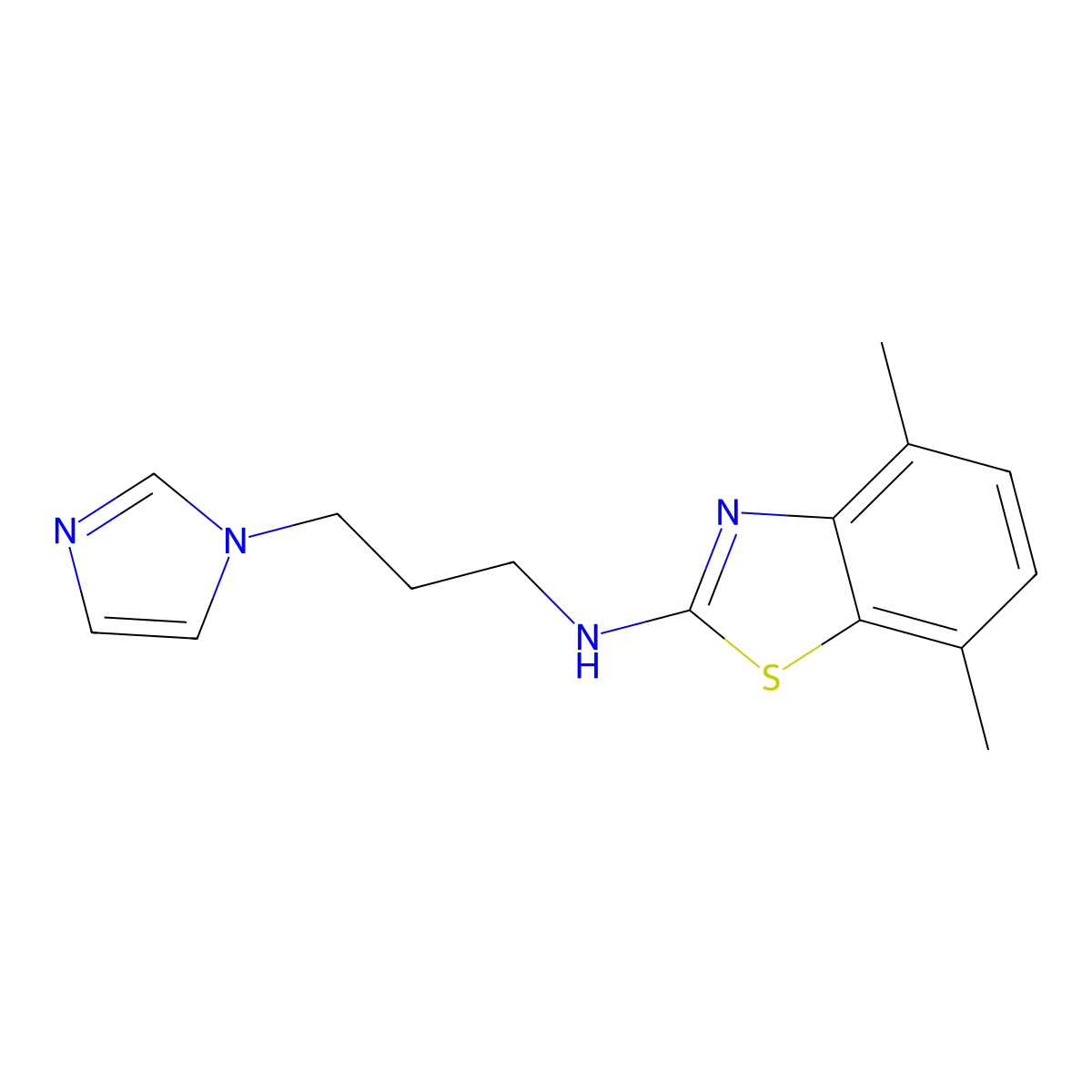 N-[3-(1H-imidazol-1-yl)propyl]-4,7-dimethyl-1,3-benzothiazol-2-amine molecular structure, CAS 1177276-89-9