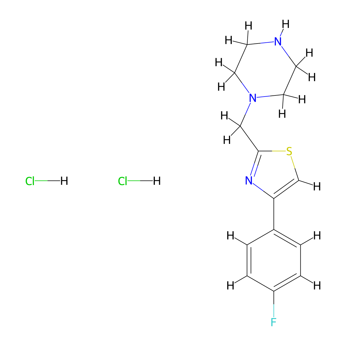 1-{[4-(4-Fluorophenyl)-1,3-thiazol-2-yl]methyl}piperazine dihydrochloride molecular structure, CAS 1177277-61-0