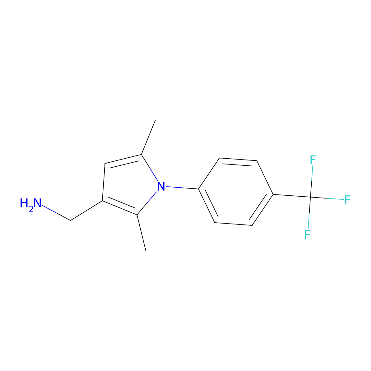 ({2,5-dimethyl-1-[4-(trifluoromethyl)phenyl]-1H-pyrrol-3-yl}methyl)amine molecular structure, CAS 1177277-74-5