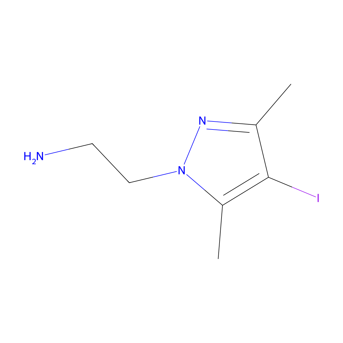 2-(4-iodo-3,5-dimethyl-1H-pyrazol-1-yl)ethan-1-amine molecular structure, CAS 1177277-81-4