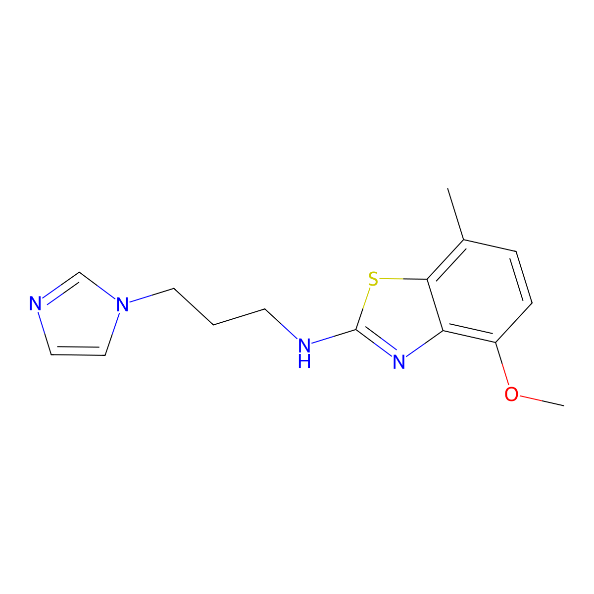 N-(3-(1H-imidazol-1-yl)propyl)-4-methoxy-7-methylbenzo[d]thiazol-2-amine molecular structure, CAS 1177278-07-7