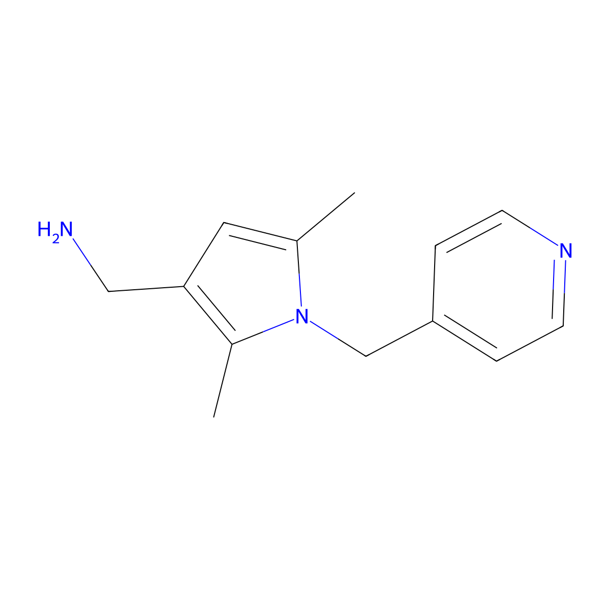 [2,5-Dimethyl-1-(pyridin-4-ylmethyl)pyrrol-3-yl]methanamine molecular structure, CAS 1177278-10-2