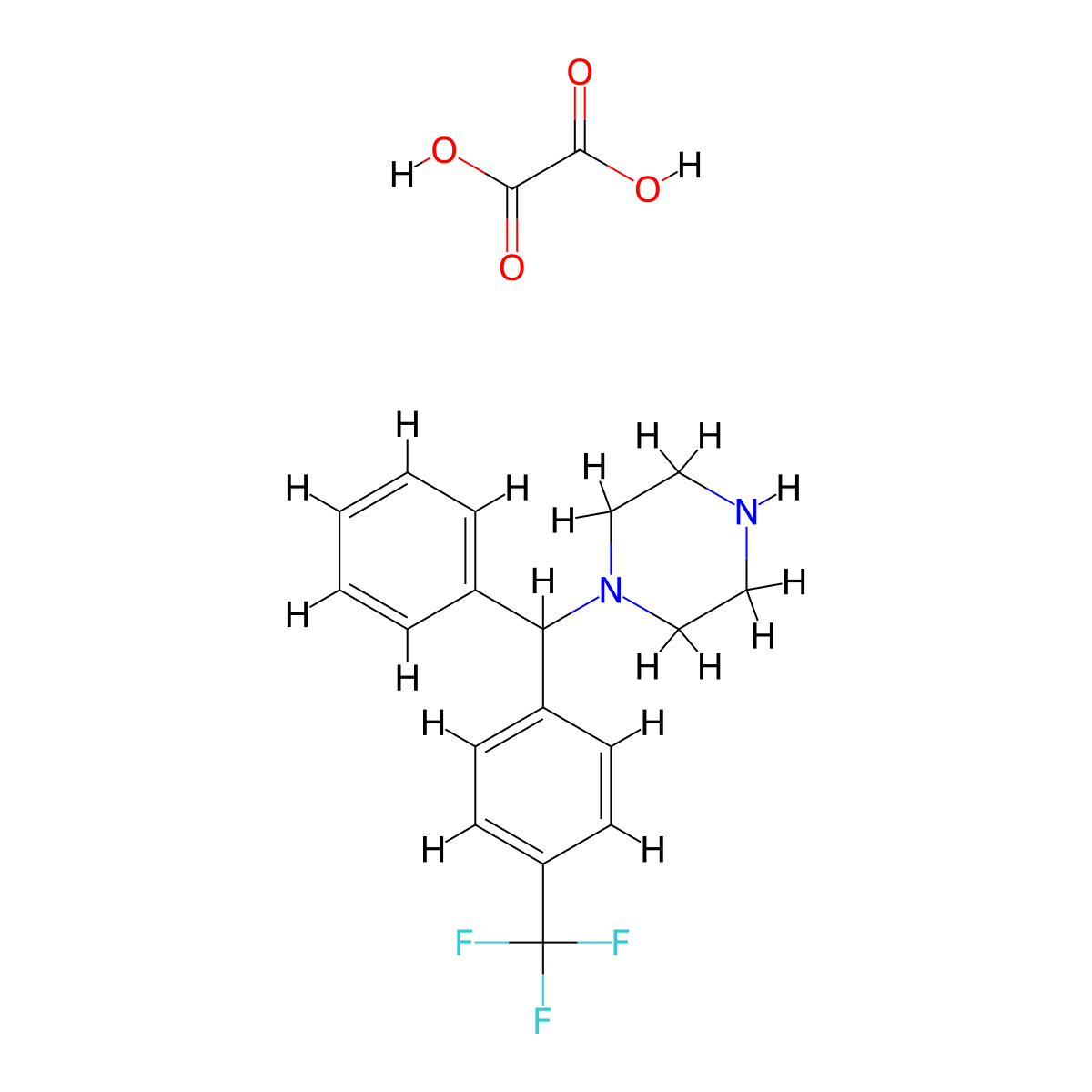 1-(Phenyl[4-(trifluoromethyl)phenyl]methyl)piperazine oxalate molecular structure, CAS 1177280-32-8