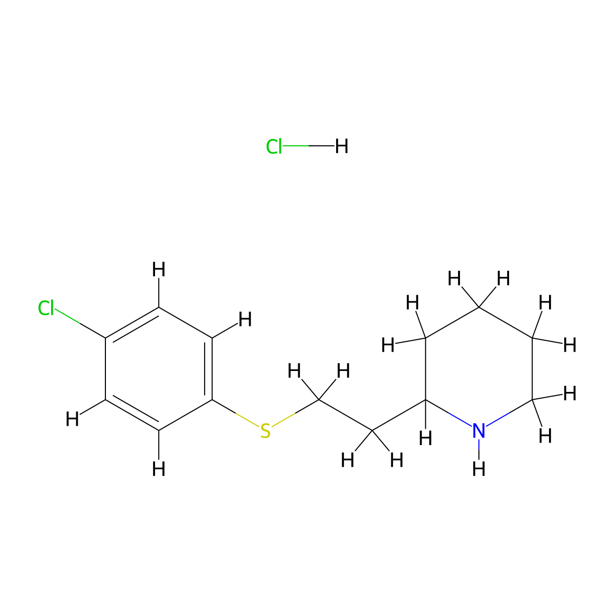 2-{2-[(4-Chlorophenyl)sulfanyl]ethyl}piperidine hydrochloride molecular structure, CAS 1177283-58-7