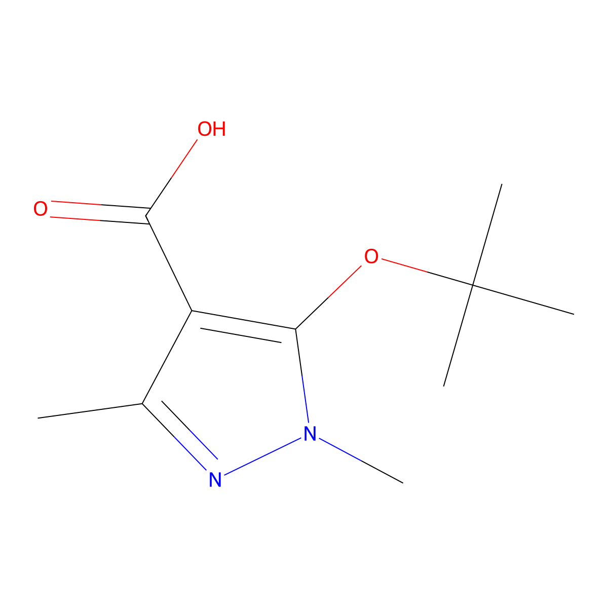 5-(tert-butoxy)-1,3-dimethyl-1H-pyrazole-4-carboxylic acid molecular structure, CAS 1177283-84-9