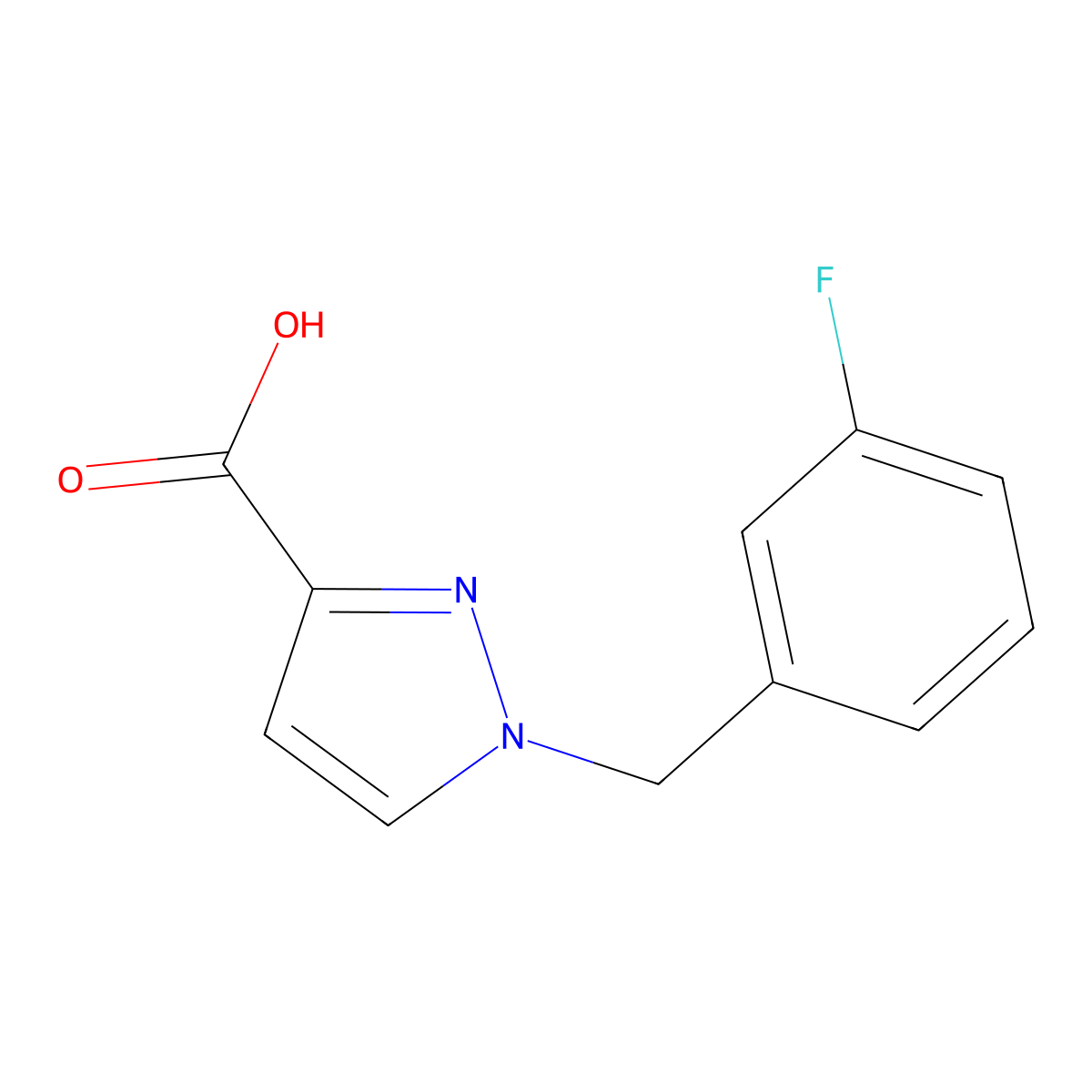 1-[(3-fluorophenyl)methyl]-1H-pyrazole-3-carboxylic acid molecular structure, CAS 1177284-20-6