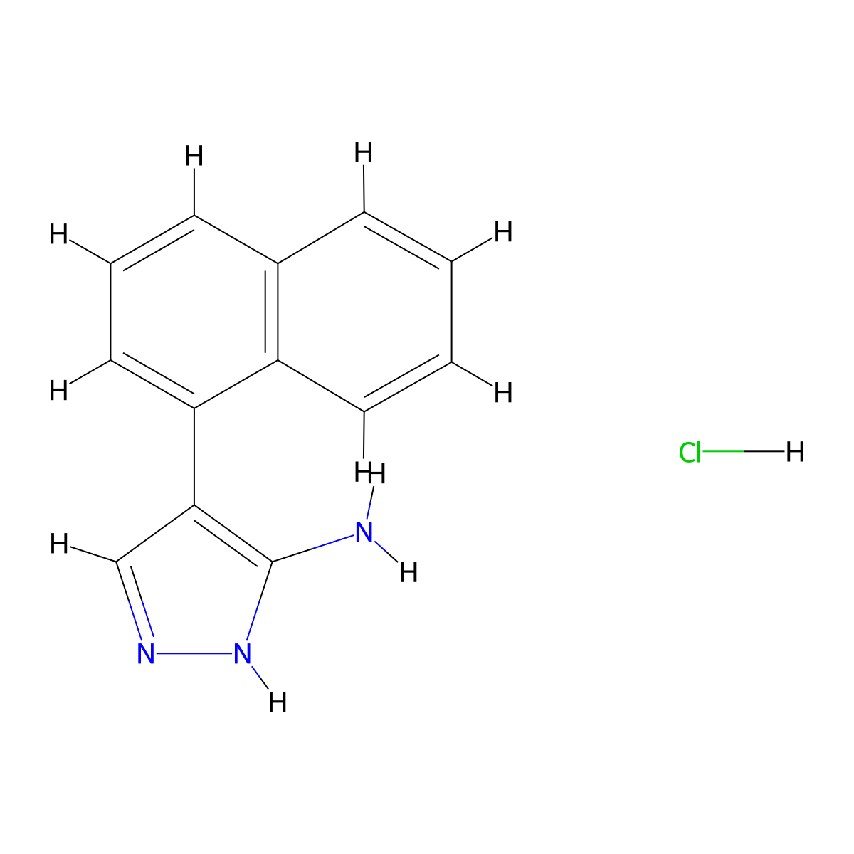 4-(1-Naphthyl)-1H-pyrazol-3-ylamine hydrochloride molecular structure, CAS 1177284-23-9