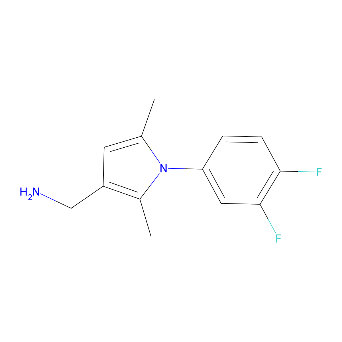 [1-(3,4-Difluorophenyl)-2,5-dimethylpyrrol-3-yl]methanamine molecular structure, CAS 1177287-57-8