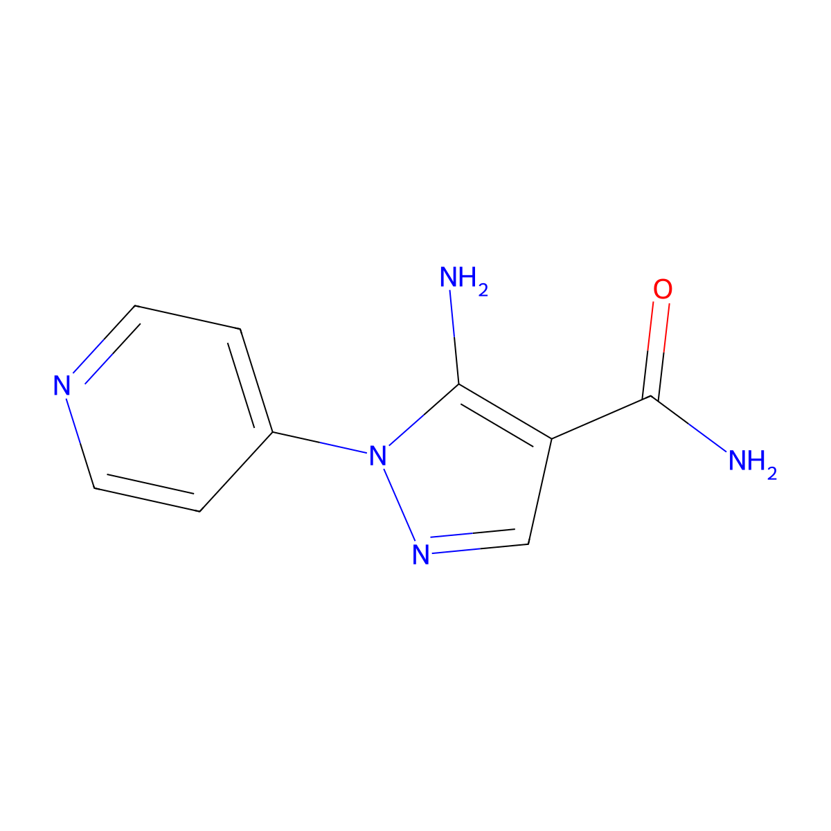 5-amino-1-(pyridin-4-yl)-1H-pyrazole-4-carboxamide molecular structure, CAS 1177287-69-2