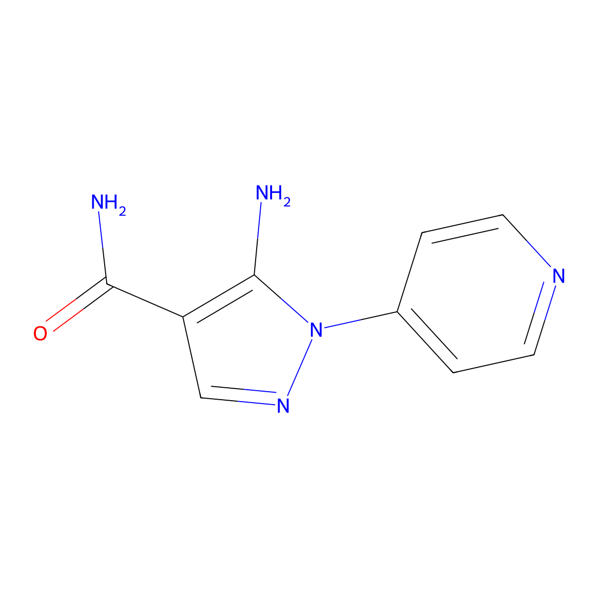5-amino-1-(pyridin-4-yl)-1H-pyrazole-4-carboxamide molecular structure, CAS 1177287-69-2