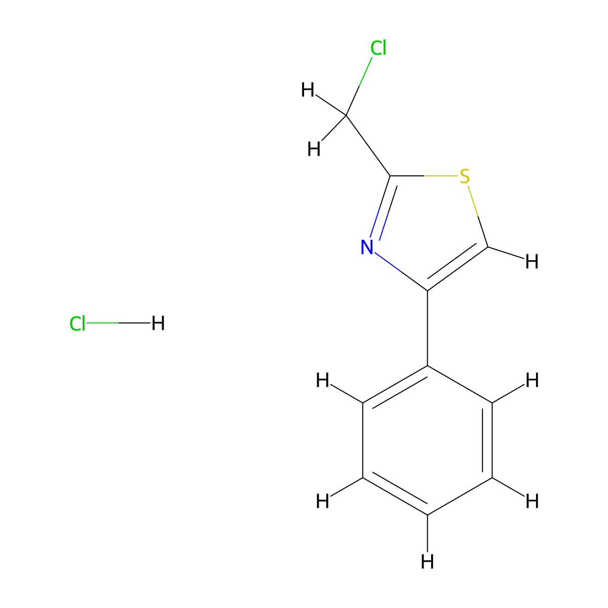 2-(Chloromethyl)-4-phenyl-1,3-thiazole hydrochloride molecular structure, CAS 1177287-80-7