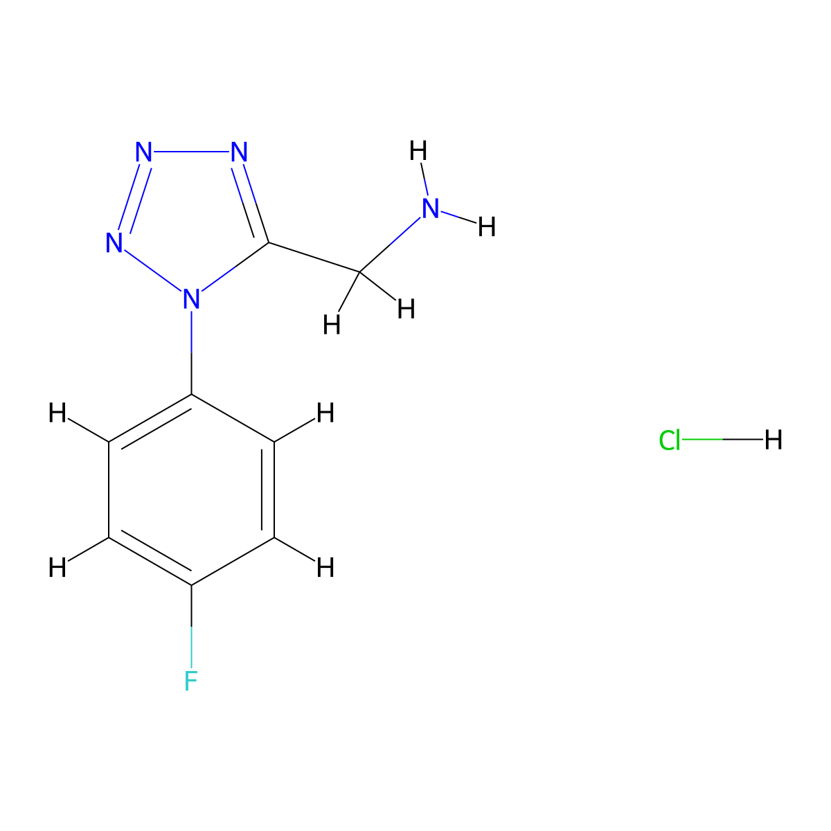 [1-(4-fluorophenyl)-1H-1,2,3,4-tetrazol-5-yl]methanamine hydrochloride molecular structure, CAS 1177290-00-4