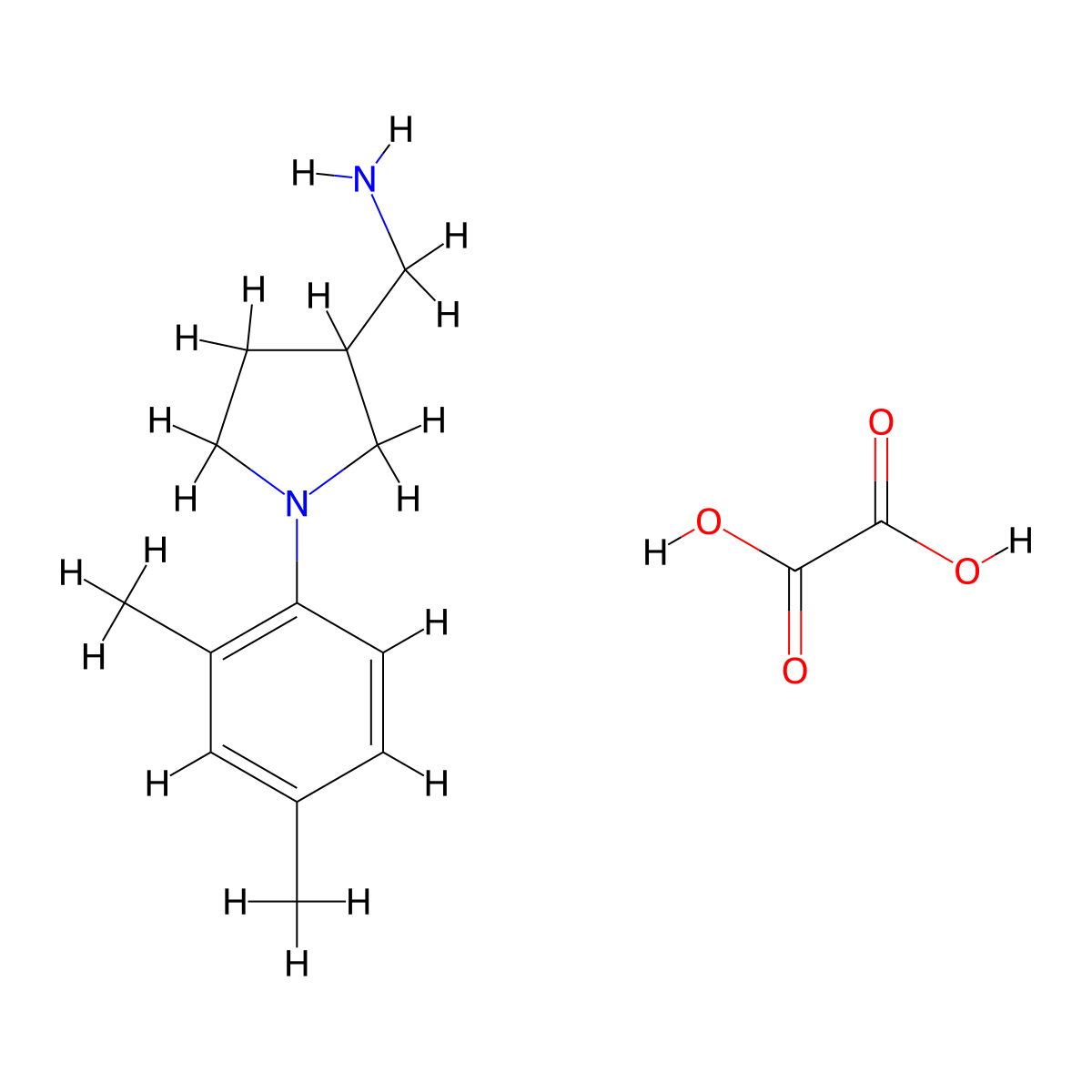 (1-(2,4-Dimethylphenyl)pyrrolidin-3-yl)methanamine oxalate molecular structure, CAS 1177290-38-8
