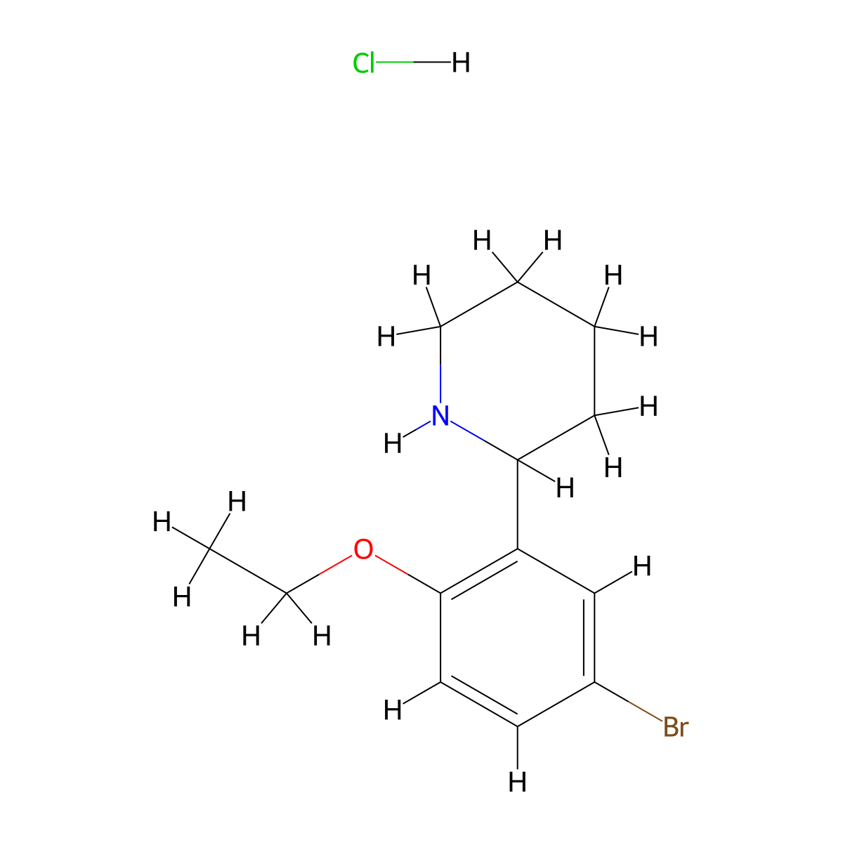 2-(5-Bromo-2-ethoxyphenyl)piperidine hydrochloride molecular structure, CAS 1177290-78-6