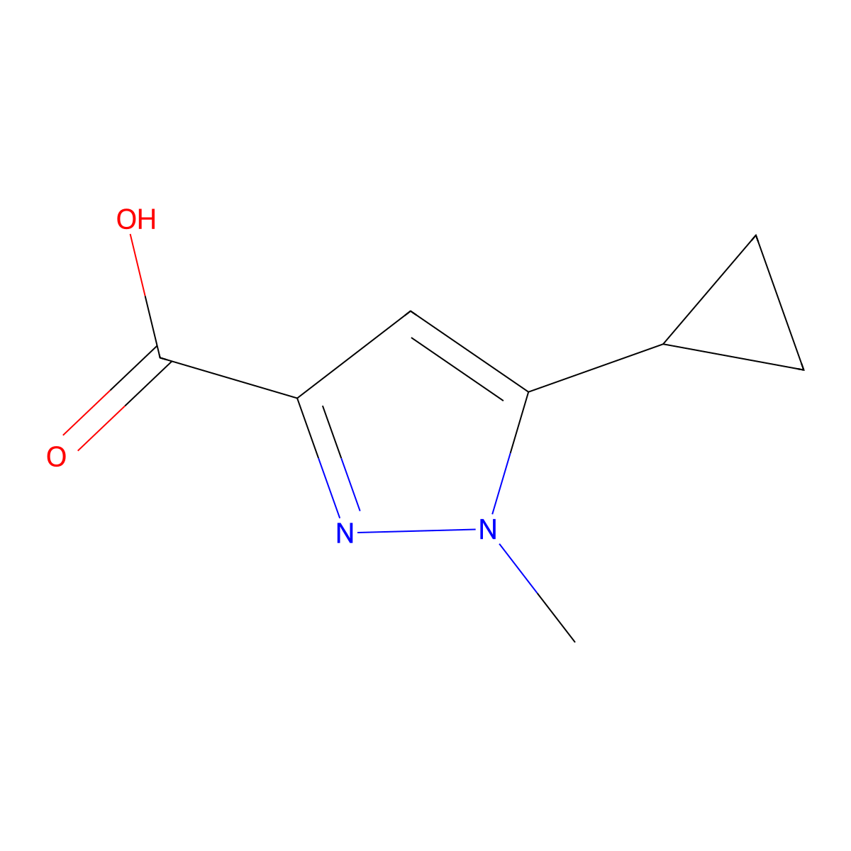 5-cyclopropyl-1-methyl-1H-pyrazole-3-carboxylic acid molecular structure, CAS 1177291-38-1