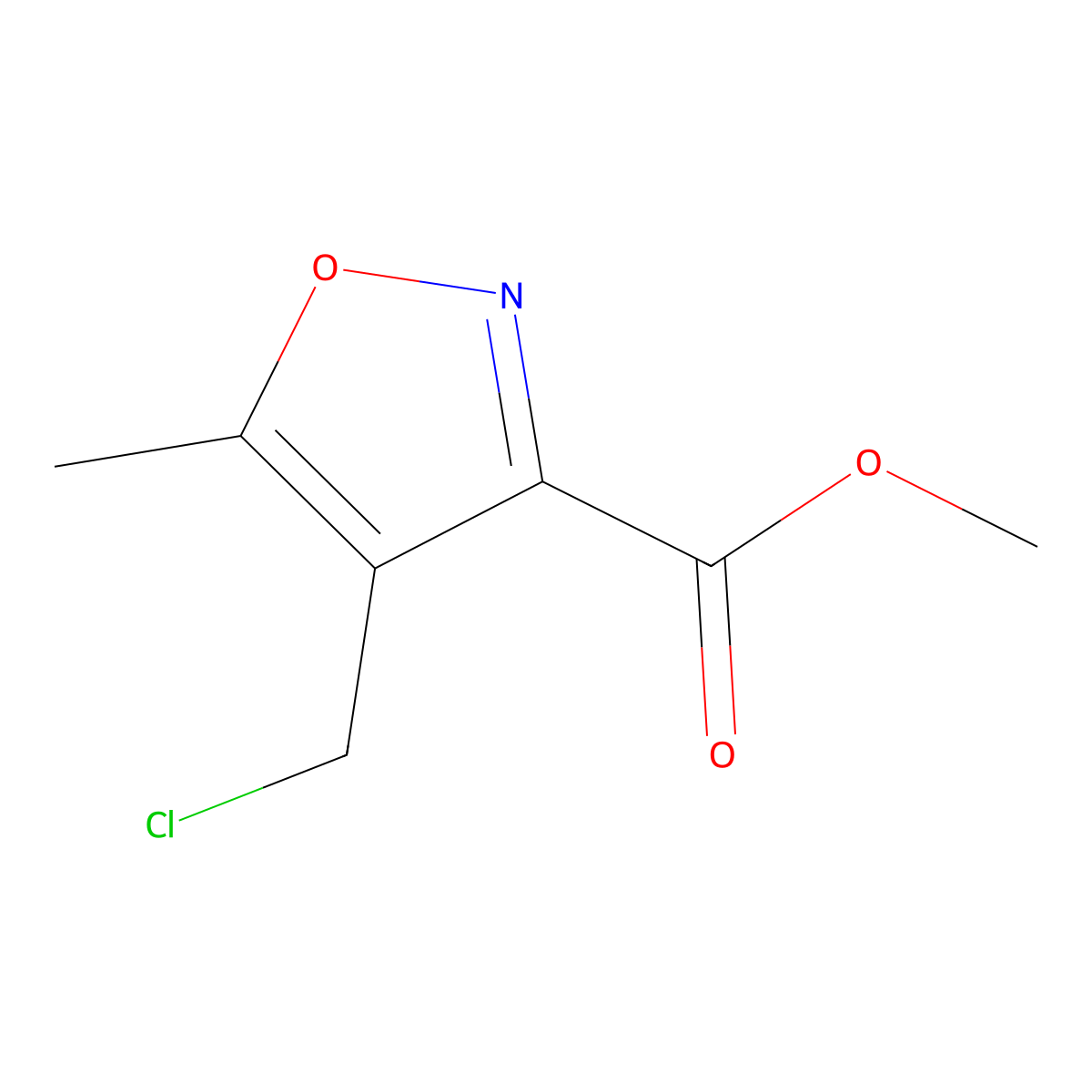 Methyl 4-(chloromethyl)-5-methyl-1,2-oxazole-3-carboxylate molecular structure, CAS 1177292-31-7