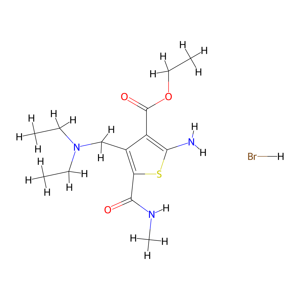 Ethyl 2-amino-4-[(diethylamino)methyl]-5-(methylcarbamoyl)thiophene-3-carboxylate hydrobromide molecular structure, CAS 1177292-85-1